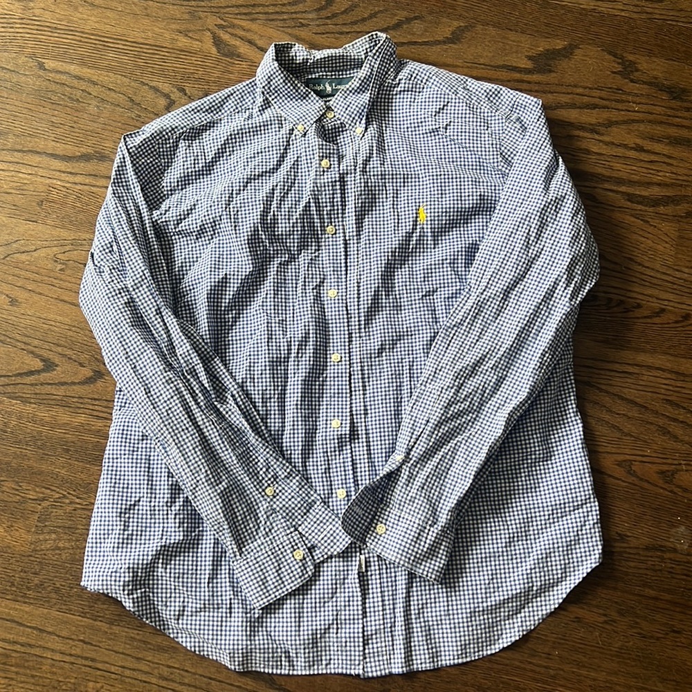 Ralph Lauren Blue Check Classic Fit Button Down - XL